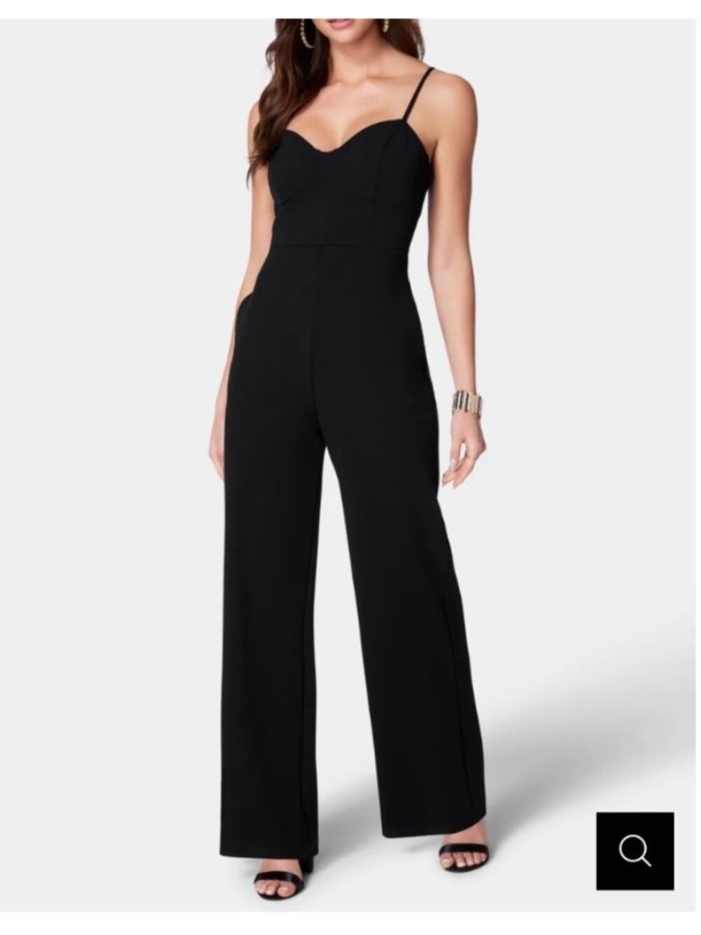 bebe Black Strappy Sweetheart Jumpsuit Size L
